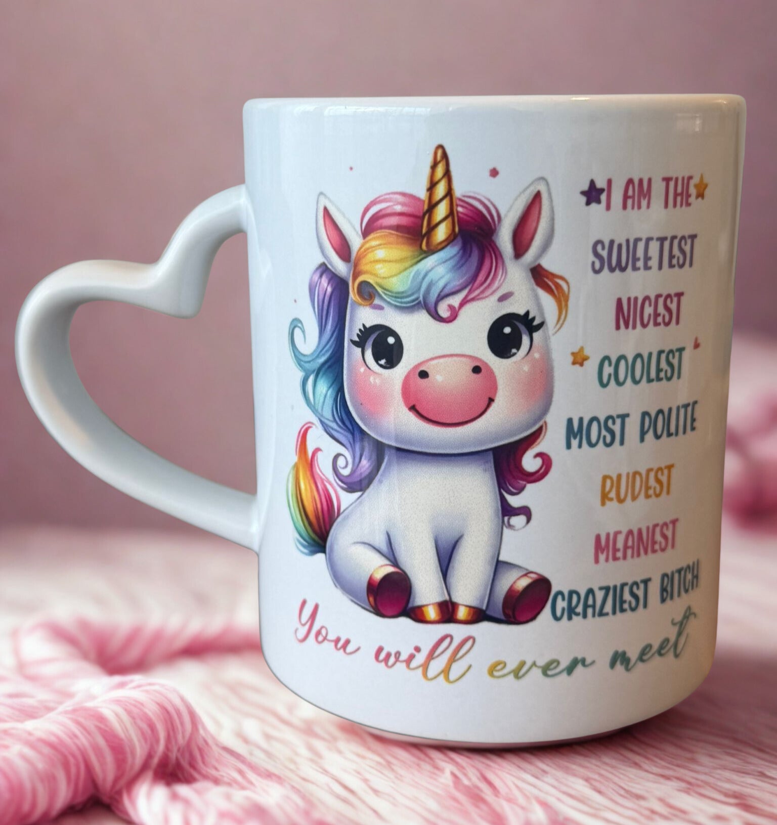 Einhorn Tasse «Sweetest Craziest Bitch»
