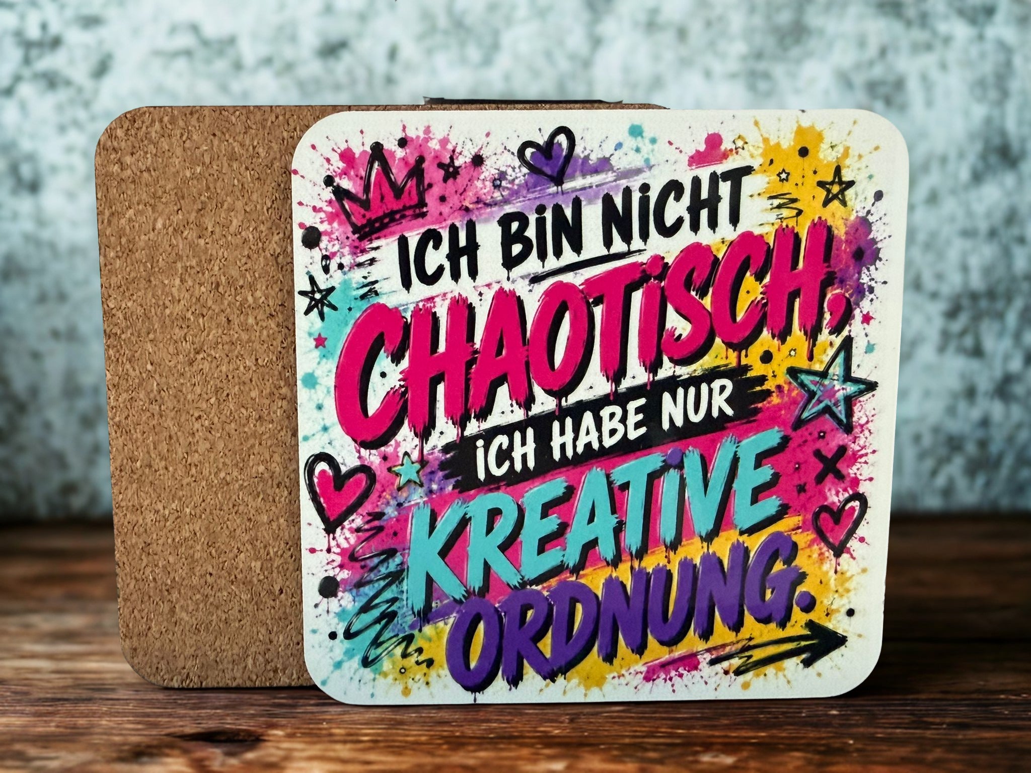 Glasuntersetzer – Ich bin nicht chaotisch (4er-Set)