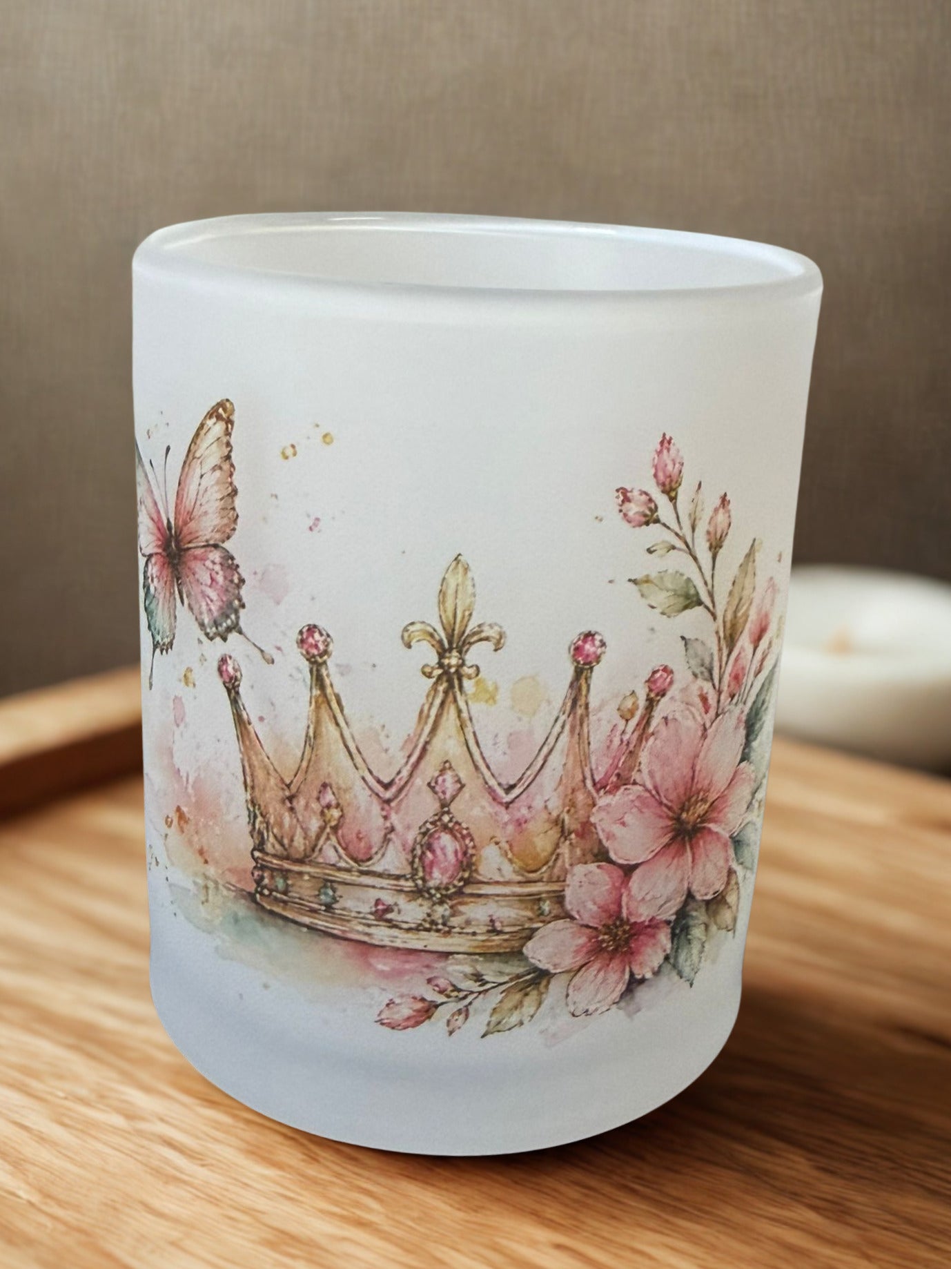 Teelichthalter – Vintage Schmetterling & Krone