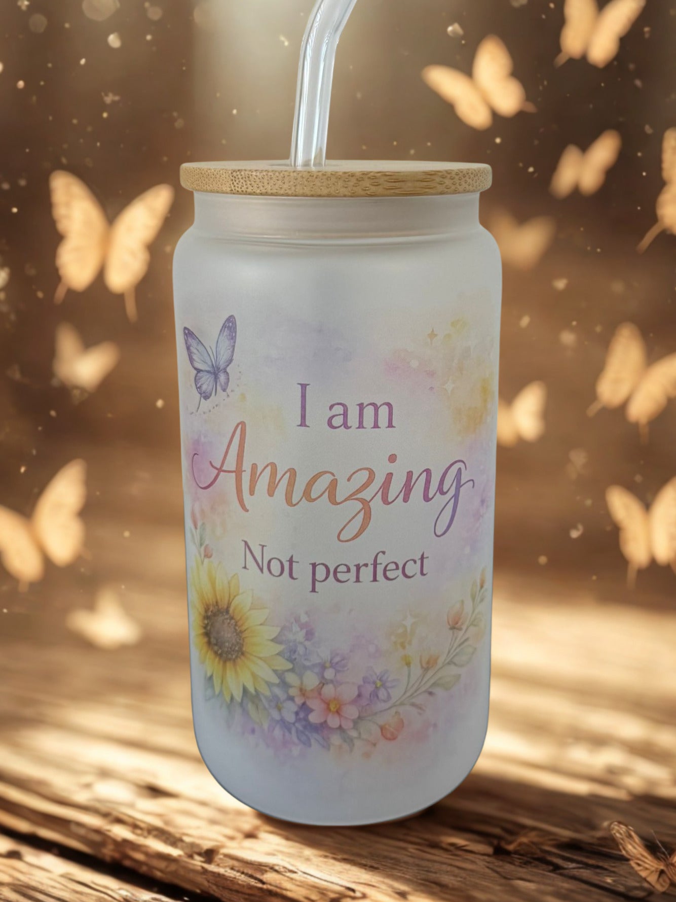 Trinkglas – I am Amazing, Not perfect